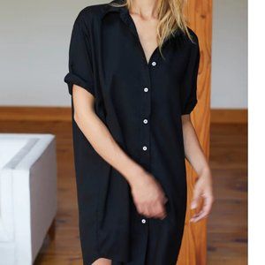 Emerson Fry Short Sleeve Shirtdress Black Tencel, Medium